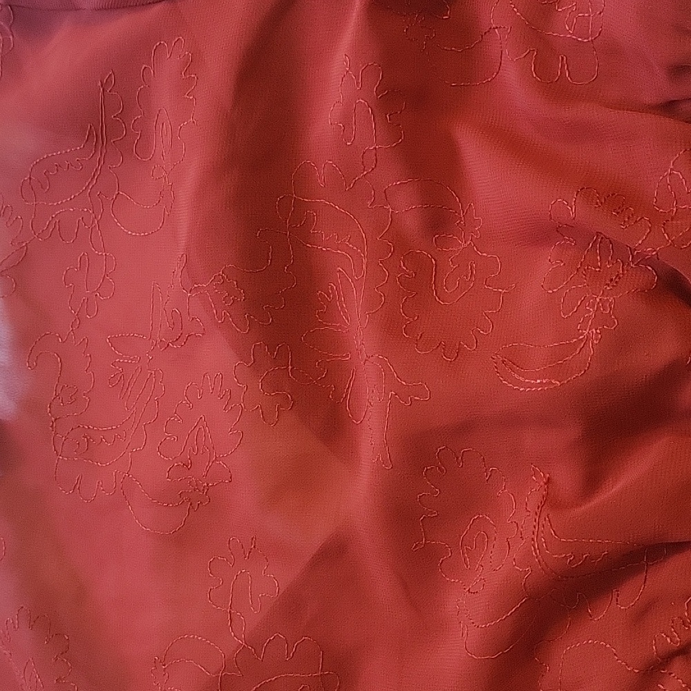 (A) V neck peplum top, red 2000s style blouse, with v neckline and embroidery - Picture 5 of 5